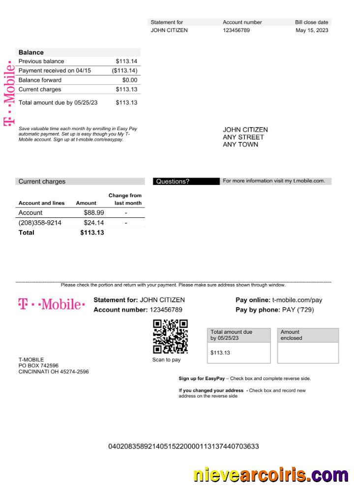 USA T-Mobile utility bill 1